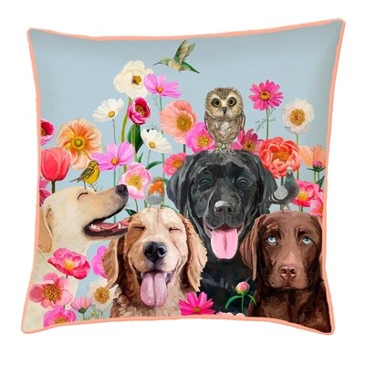 Dogs and Birds Reversible Throw Pillow
