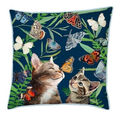 Butterfly and Kitten Friends Reversible Throw Pillow