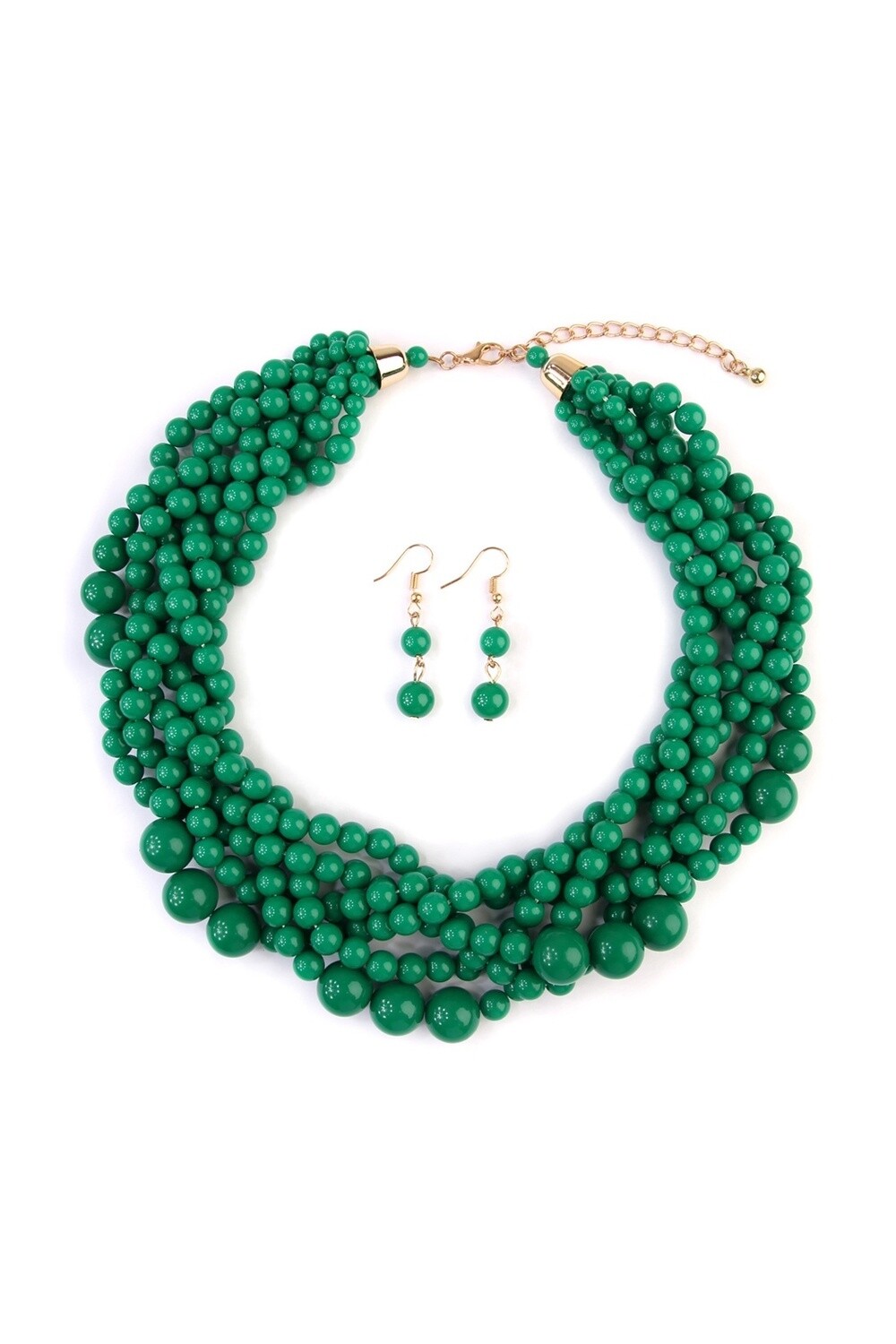 Multi-Strand Beaded Necklace & Earrings Set