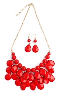 Teardrop Bubble Beaded Necklace &amp; Earrings Set