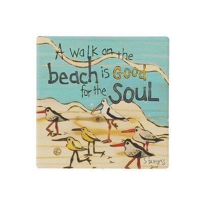 Walk on the Beach Stoneware Coaster