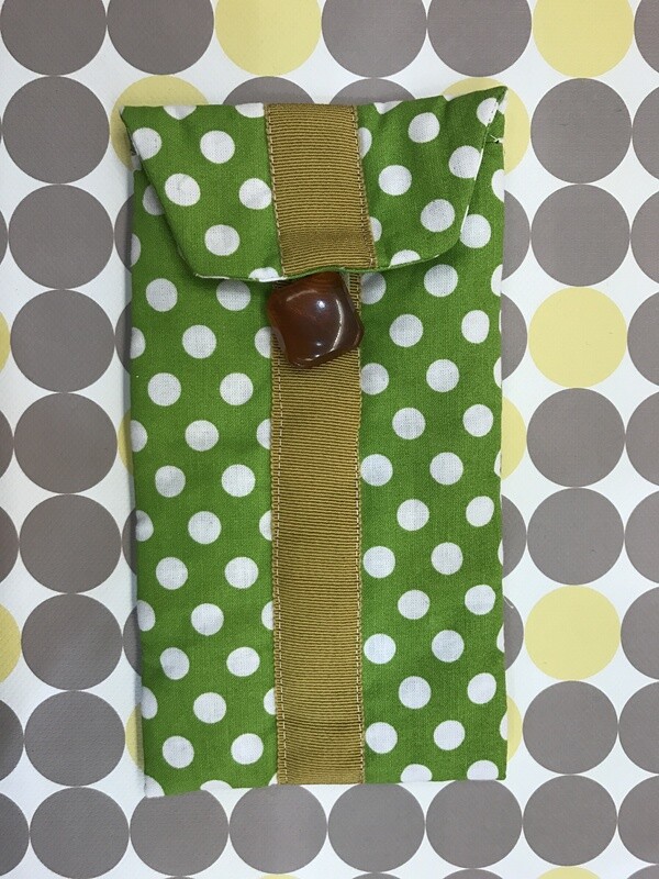 Astuccio per occhiali pois verde - Hand Made in Italy