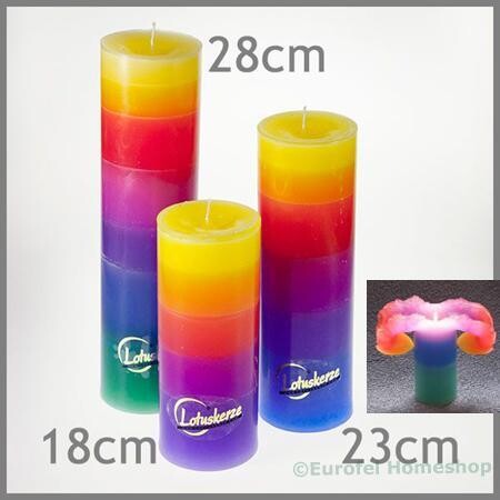 LOTUS-kaars®, 23 cm. Regenboogkaars. Lotuskaarsen.