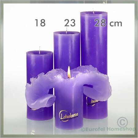 LOTUS-kaars®: 23 cm. LILA. Lotuskaarsen.