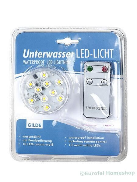 Waxinelichtje (onderwater) 10-leds warm-wit, incl. afstandsbediening. Onderwaterverlichting.
