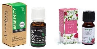 Tea Tree Immuniteit en Witte Salie met Roos, combiverpakking van 2 st. essentiële oliën
