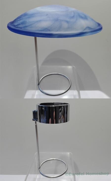 Glazen spatkapje kleur blauw incl. standaardje. Spatkapjes voor mistmakers.