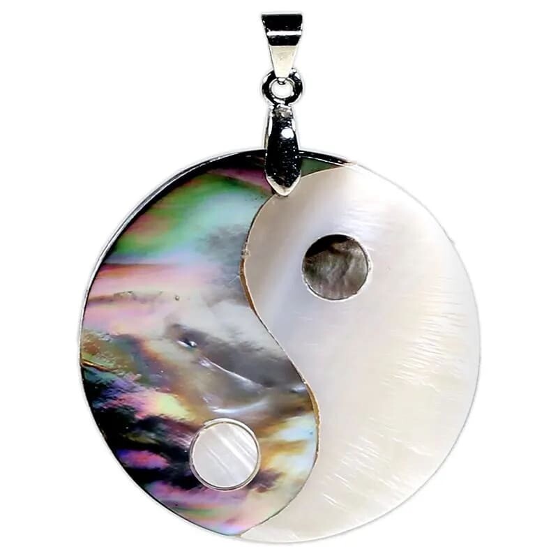 Hanger Yin Yang parelmoer Ø 3,5 cm. Sieraden.