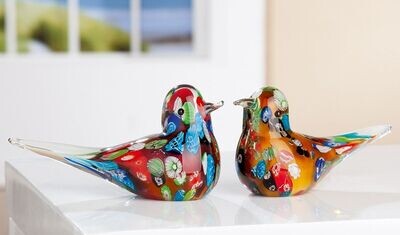 Glazen vogels "Florale", merk Glasart, 1 set van 2 st. glazen vogels