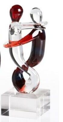 Glassculptuur "Samba" roodbruin en helder glas, model A, beelden en voorwerpen van glas.