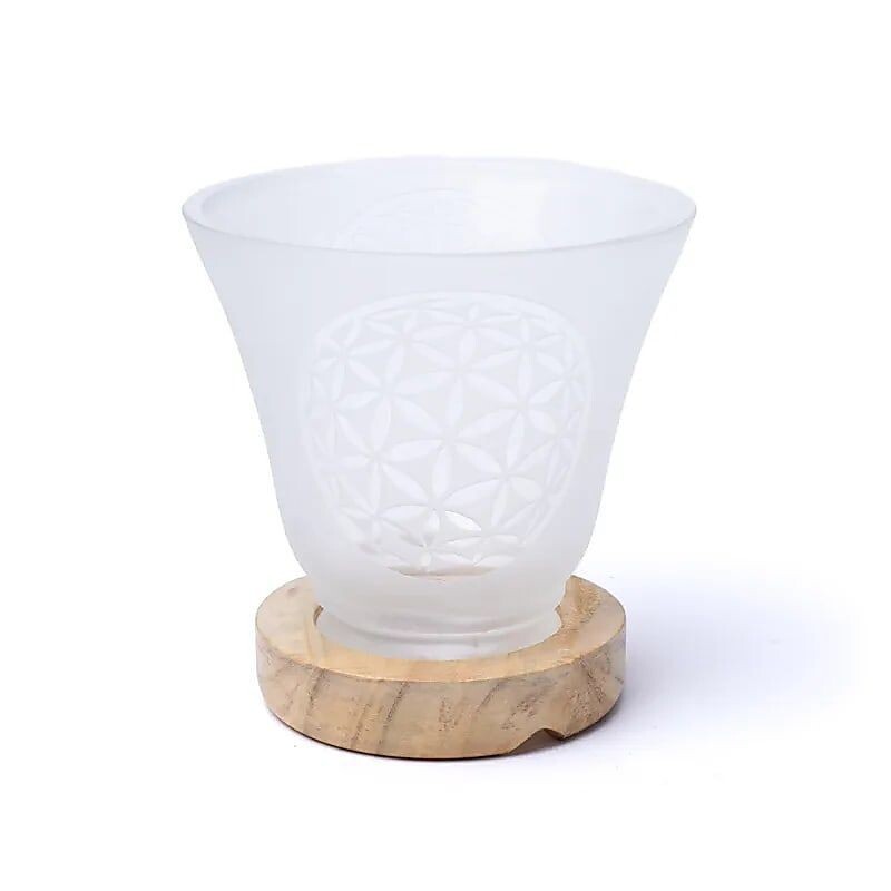 Edelsteenlamp bloem des levens 12 x 12 cm., incl. snoer en LED lamp 5W. Zoutlampen.