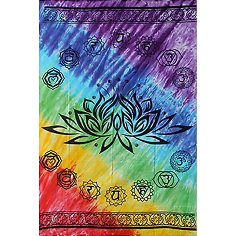 Wandkleed Lotus met 7 chakrakleuren, 1,47 x 2,08 m.
​​​​​​​​​