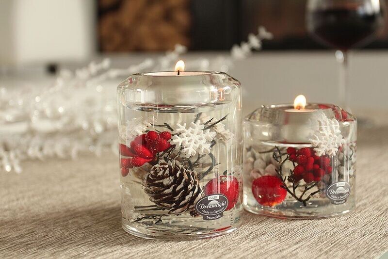 Winter Berries Candela Smart, een Dreamlight waxinelichthouder van mond geblazen glas