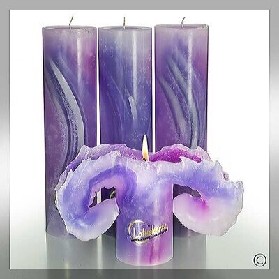 LOTUS-kaars ®, 28 cm. Aquarel Lila-Violet tonen. Lotuskaarsen.