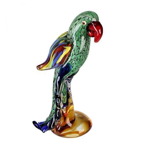 Glassculptuur PAPEGAAI, beelden en voorwerpen van glas.