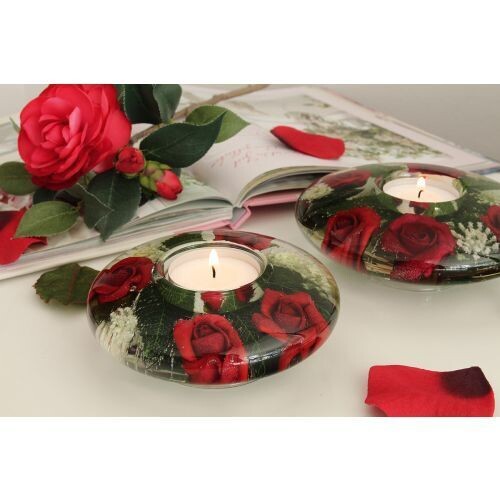 "Lady Rose" Ufo Medium, een Dreamlight waxinelichthouder van mond geblazen glas. Dreamlights.
