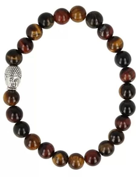 Katten/Tijger/Valkenoog mannen armband met Boeddhakraal 21 cm.