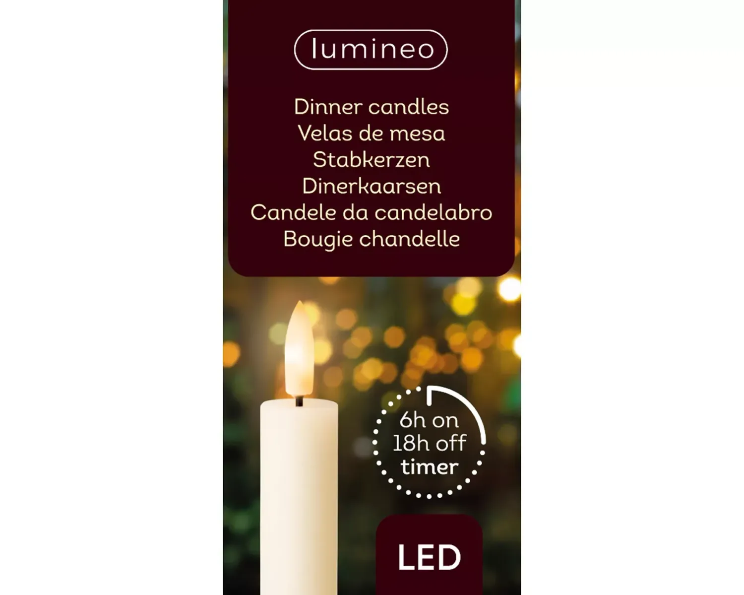 LED Dinerkaarsen set van 2 stuks,  Lumineo met flikkerende vlam, crème kleur, met timer functie
