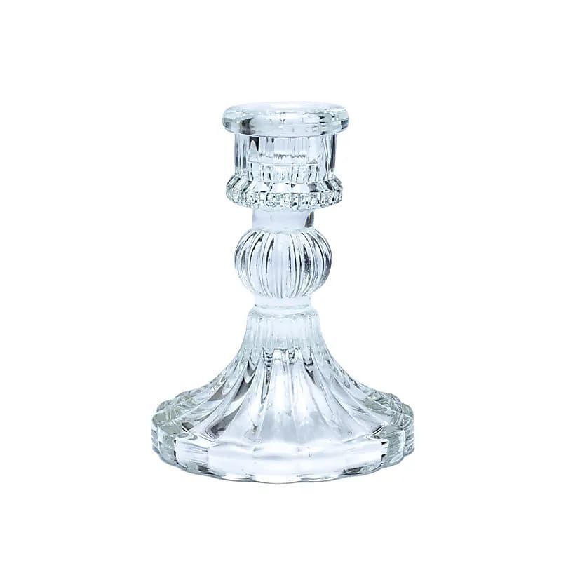 Kaarshouder glas voor dinerkaars, 8 x 10 cm.