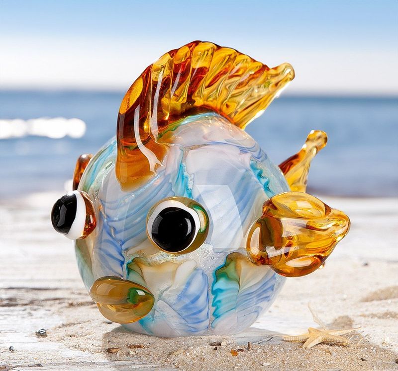 Glassculptuur Glassculptuur "VIS Body" van massief mond geblazen glas, art. 27395