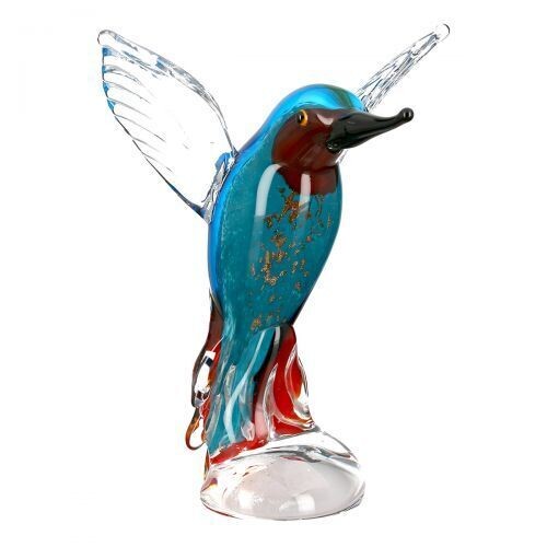 Glassculptuur IJSVOGEL, beelden en voorwerpen van glas.
