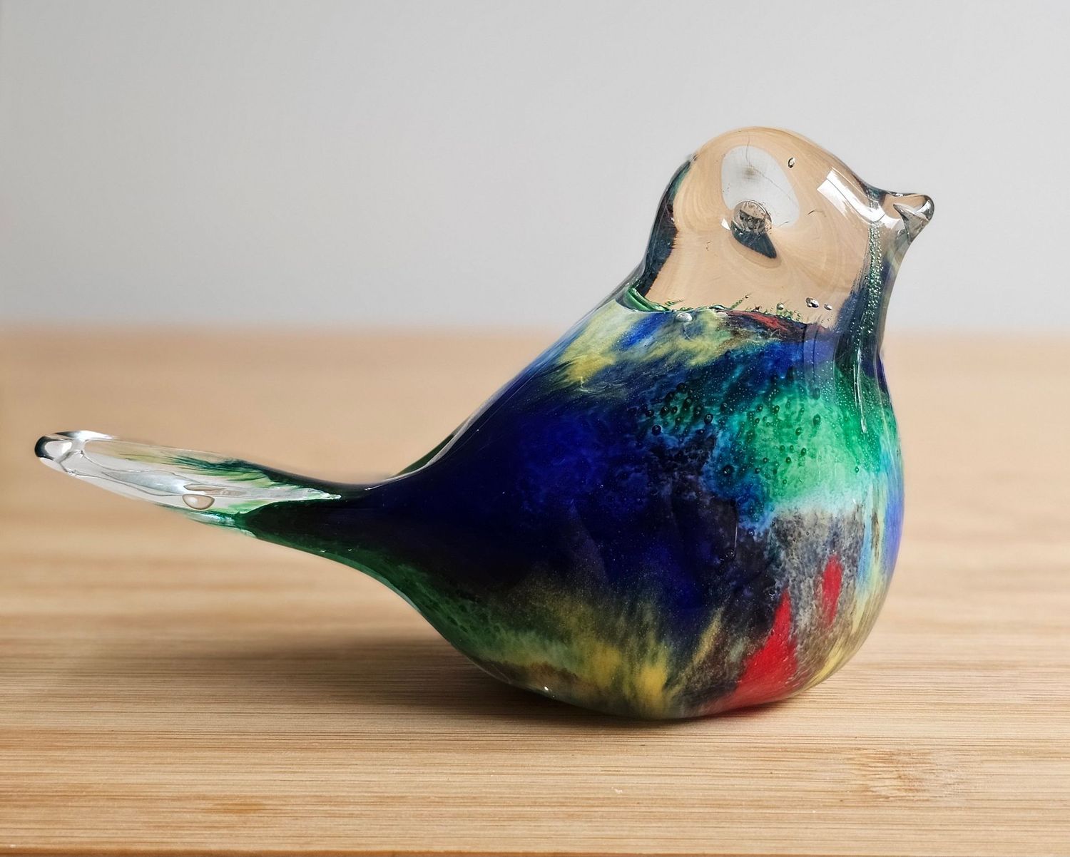 Glazen vogel "Colore", merk Glasart van massief glas, beelden en voorwerpen van glas.