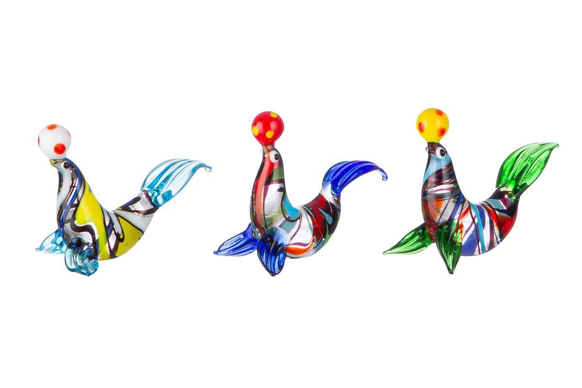 Glazen zeeleeuwen, set van 3 stuks
​​​​