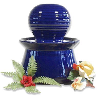 Keramiek geurfontein Aquaroma donkerblauw, hoog 24 cm.