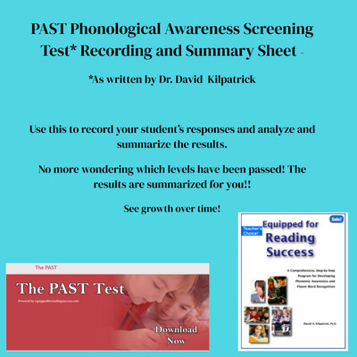 PAST Phonological Awareness Test Recording and Summary Sheet