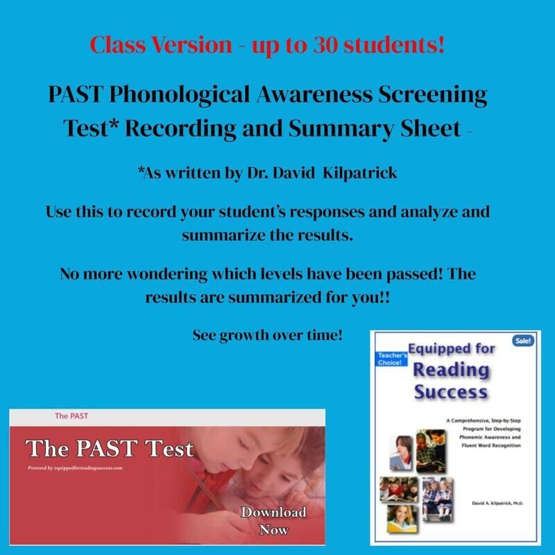 CLASS VERSION - PAST Test  - FOR UP TO 30 STUDENTS