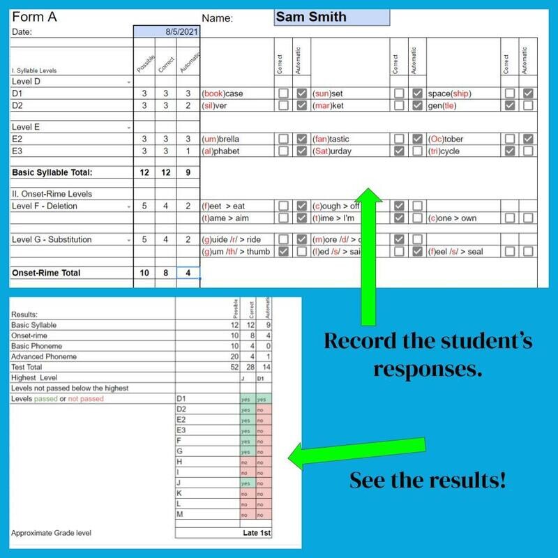 CLASS VERSION - PAST Test  - FOR UP TO 30 STUDENTS
