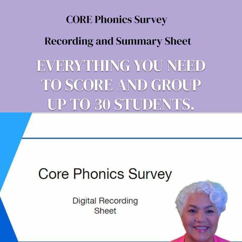 Class Version - Core Phonics Survey Recording and Summary Sheet