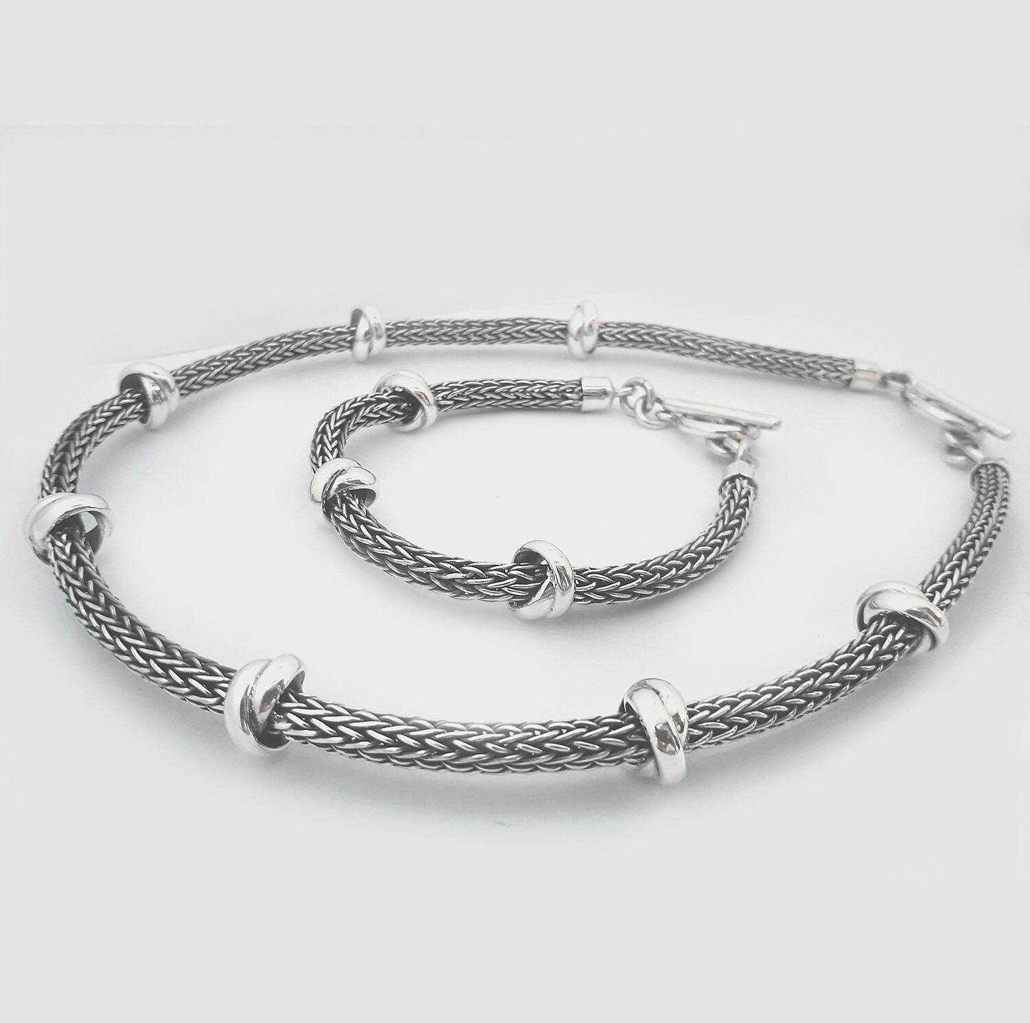 SET COLLAR Y PULSERA DE PLATA FINA .950