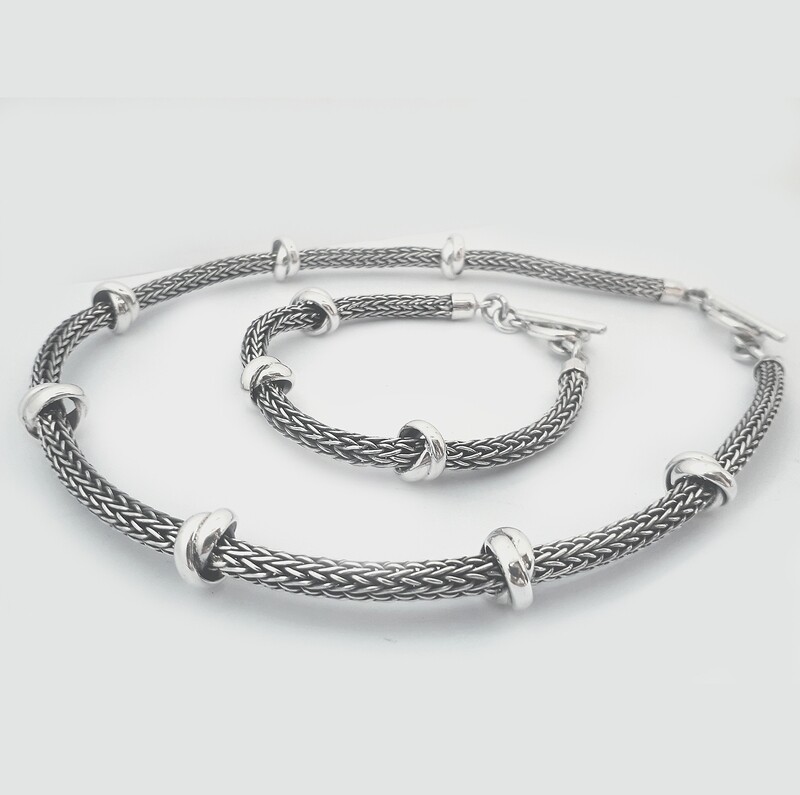 SET COLLAR Y PULSERA DE PLATA FINA .950