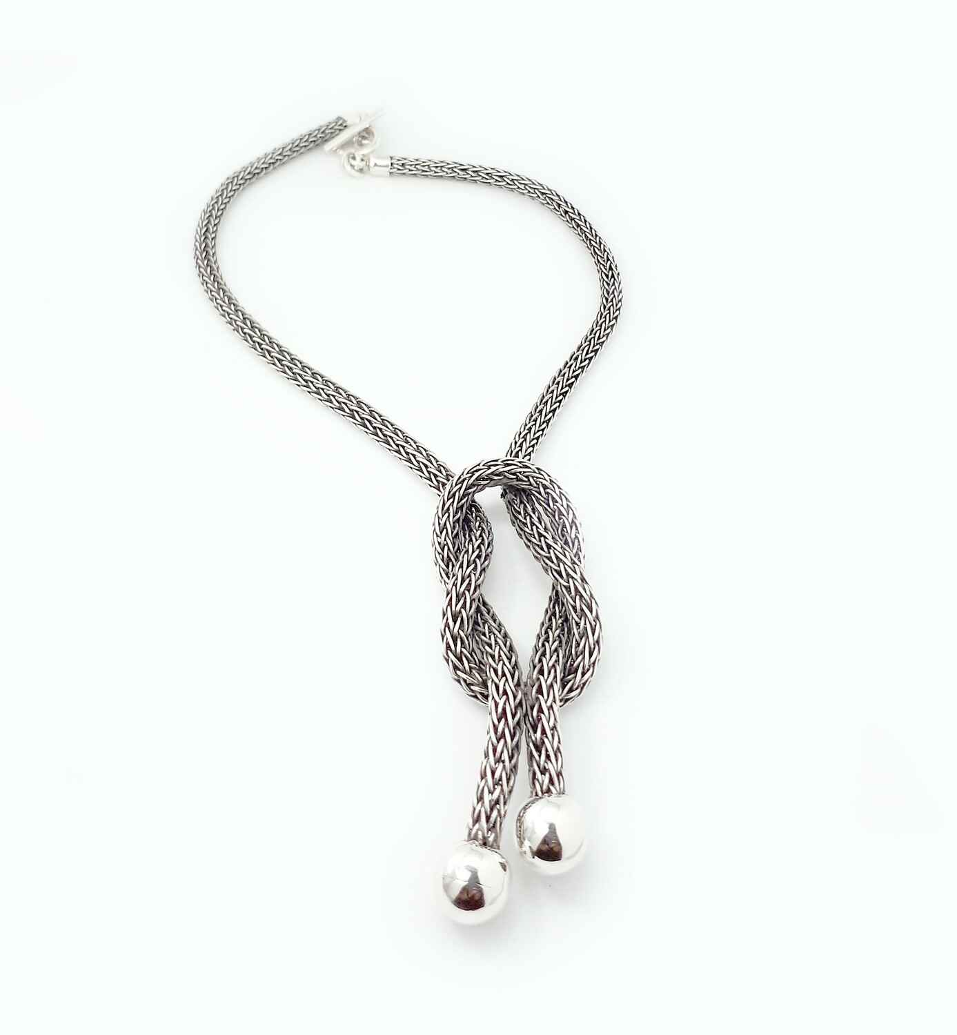 COLLAR DE PLATA FINA .950, ESTILO TEJIDO