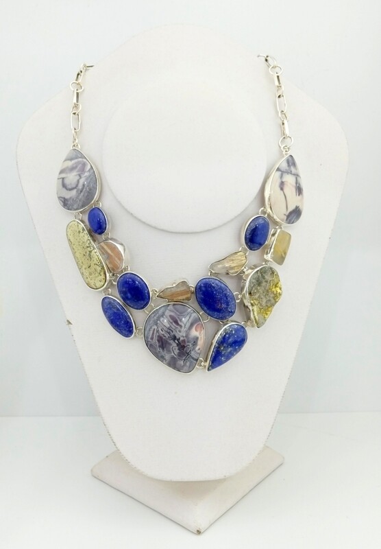COLLAR DE PLATA Y AGATAS