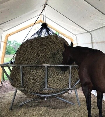 6x6ft 2.4&quot; Hole Round Hay Bale Net - 6&#39; x 6&#39; - Black Knotless and Rugged Net - 1.5&quot; Opening for Slow Feeding Horses - Easy on Horses 