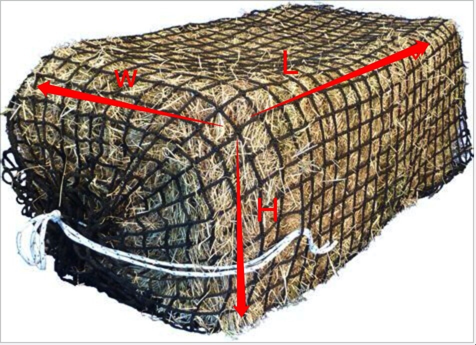 1.2'' hole， 38” x 18” x 18” Knotless Large Square Bale Slow Feed Hay Net Mesh size 3x3cm