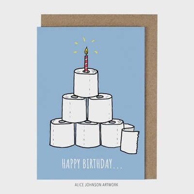 Happy Birthday Loo Rolls (Blue) Greeting Card