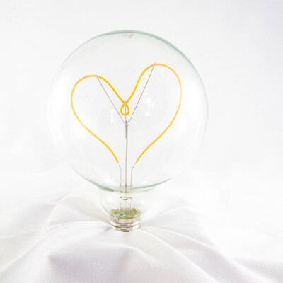 LED Filament Bulb - Heart - White - Screw Down