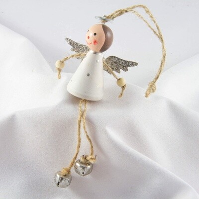 Wooden Angel Hanger - Silver