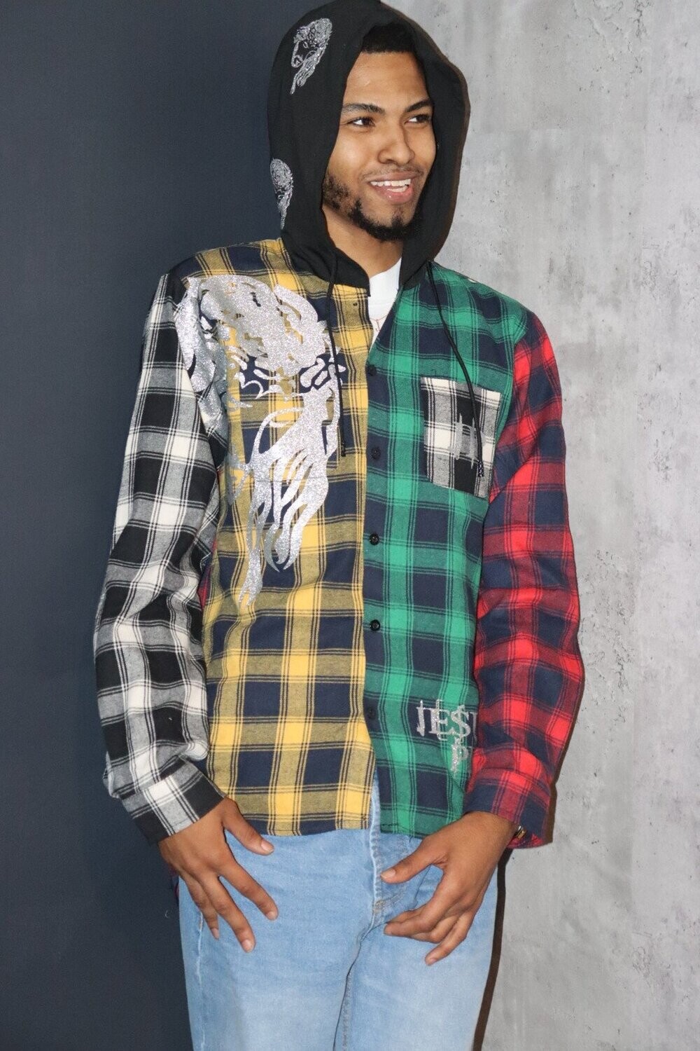 Colorblock Plaid Jesus Piece