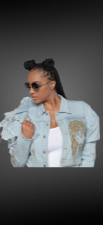 Jesus Piece One arm Puffer Jean Crop Jacket