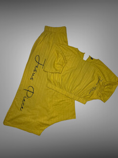 JP Puff Sleeve Top & Drop Crotch Pants Set