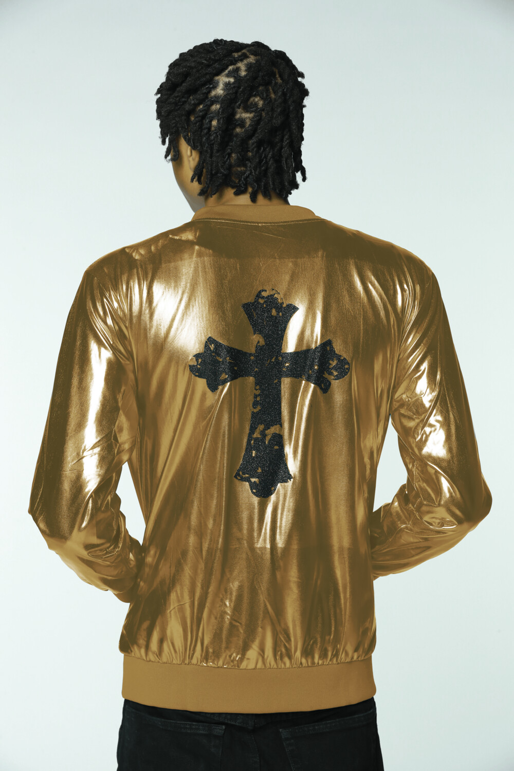 Cross on my back Metallic jacket, COLOR: GOLD