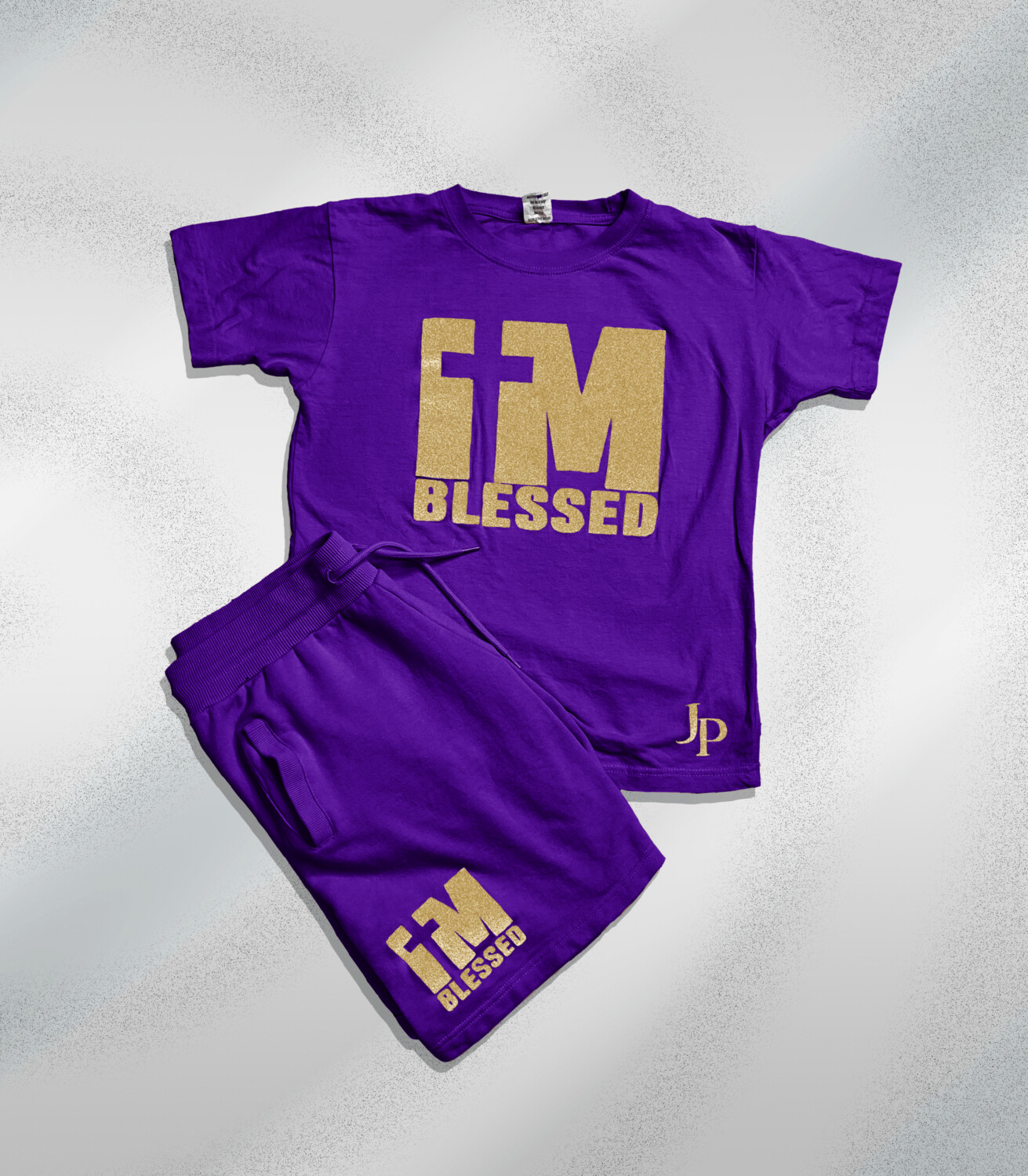 I'm Blessed 2 Piece Short Set, COLOR: PURPLE