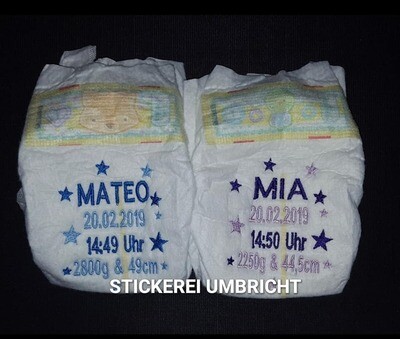 Pampers  bestickt