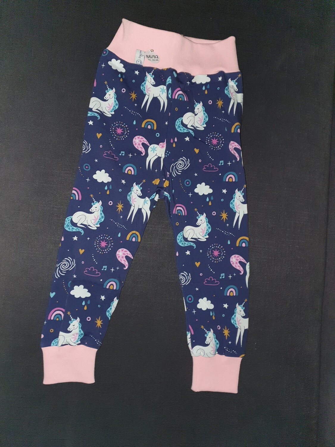 86/92, Hösli Einhorn, dunkelblau/rosa
