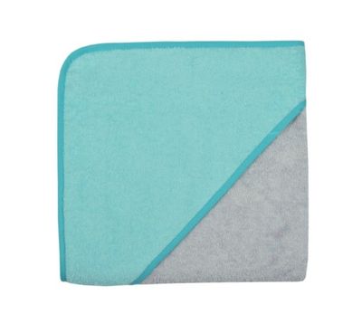 Kaputzenbadetuch 80x80 cm grau/türkis Kaputzenbadetuch 80x80 cm grau/türkis