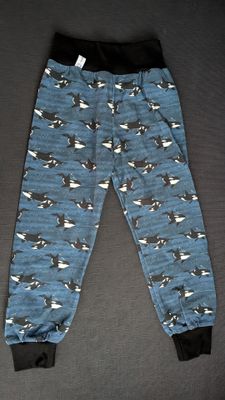 98/104, Hösli Wal auf navy mit schwarzem Bündchen